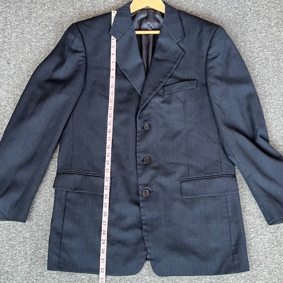 VTG Monsieur Givenchy Mens Navy Herringbone Union Blazer 44(est) Classic Preppy - Picture 14 of 16